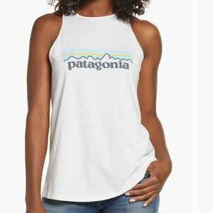 Patagonia Women’s White Logo Graphic Tank Top Sleeveless Casual Activewear